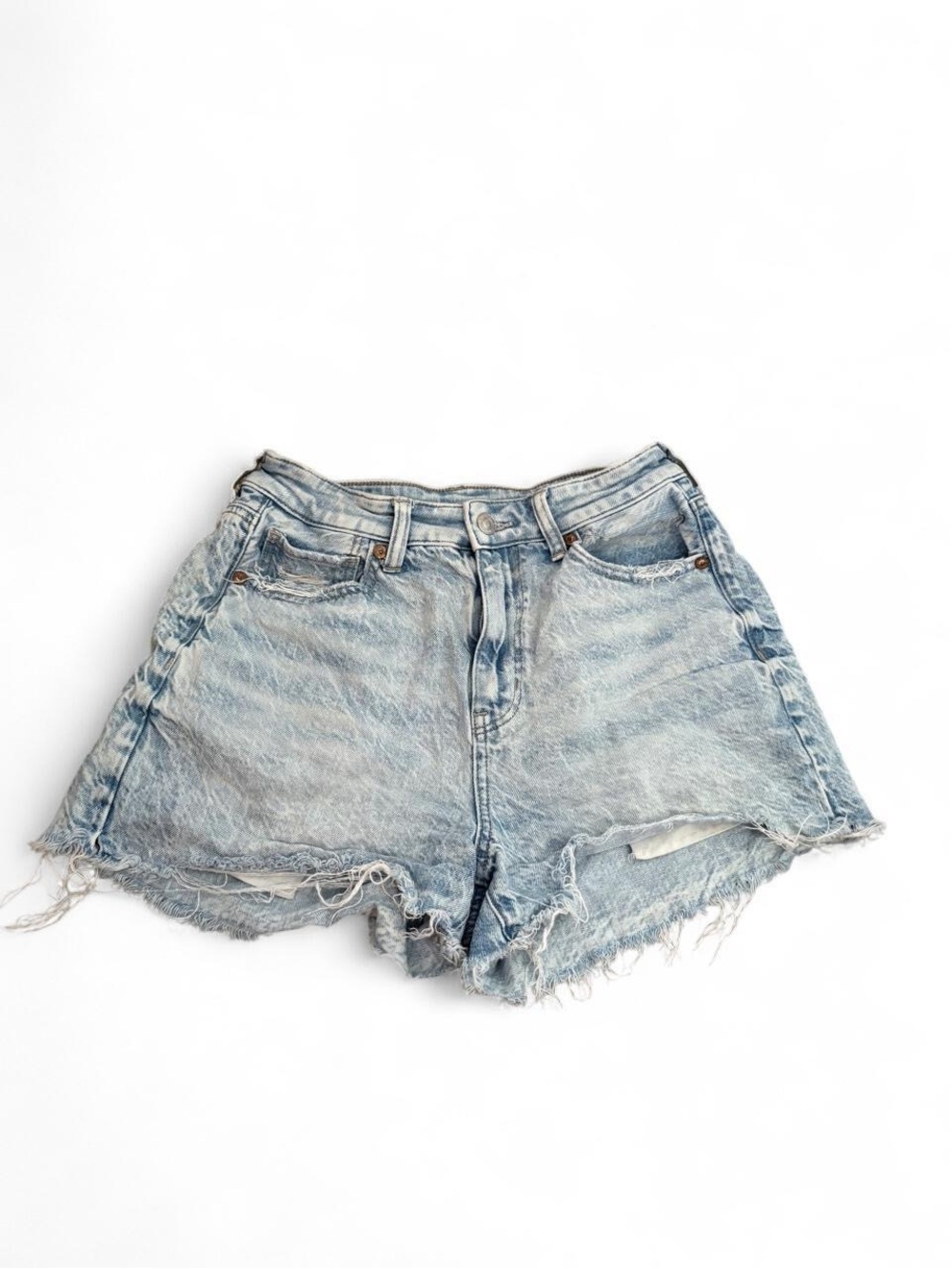 American Eagle Light Blue Distressed Denim Women’s Mom Shorts